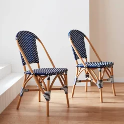 2er Set Bistrostühle aus Rattan und Polyrattan