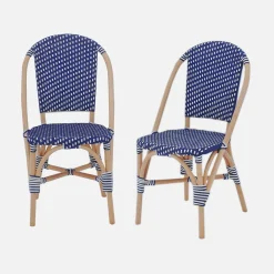 2er Set Bistrostühle aus Rattan und Polyrattan