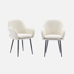 2er-Set Cord-Sessel mit mattschwarzen Metallbeinen