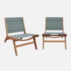 2er-Set Gartensessel aus Akazienholz und Textilene