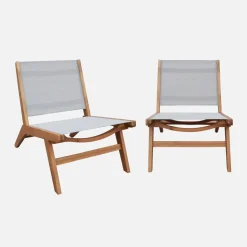 2er-Set Gartensessel aus Akazienholz und Textilene
