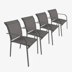 4er-Set Gartensessel aus Aluminium