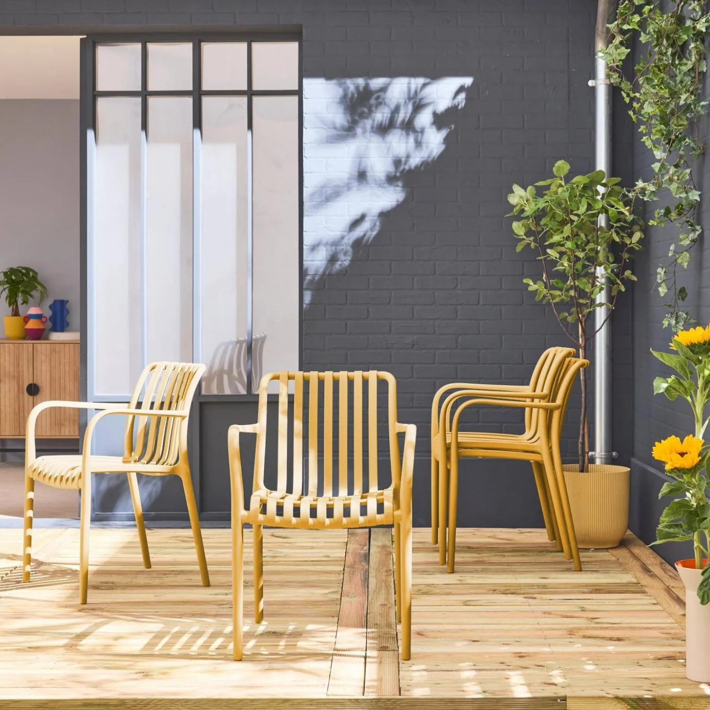 4er Set Gartensessel aus Kunststoff