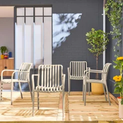 4er Set Gartensessel aus Kunststoff