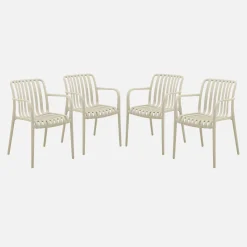 4er Set Gartensessel aus Kunststoff