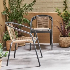 4er-Set Gartensessel aus Stahl mit Kunststoff-Bespannung