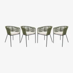4er Set Gartensessel verzinkter Stahl mit Bespannung