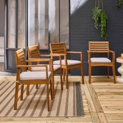 4er-Set Gartenstühle aus Akazienholz