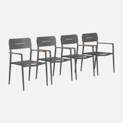 4er-Set Gartenstühle aus Aluminium und Textilene