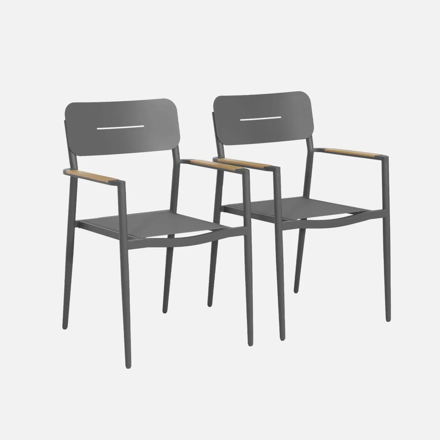 2er-Set Gartenstühle aus Aluminium und Textilene