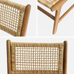 2er Set Gartenstühle aus Holz und Geflecht