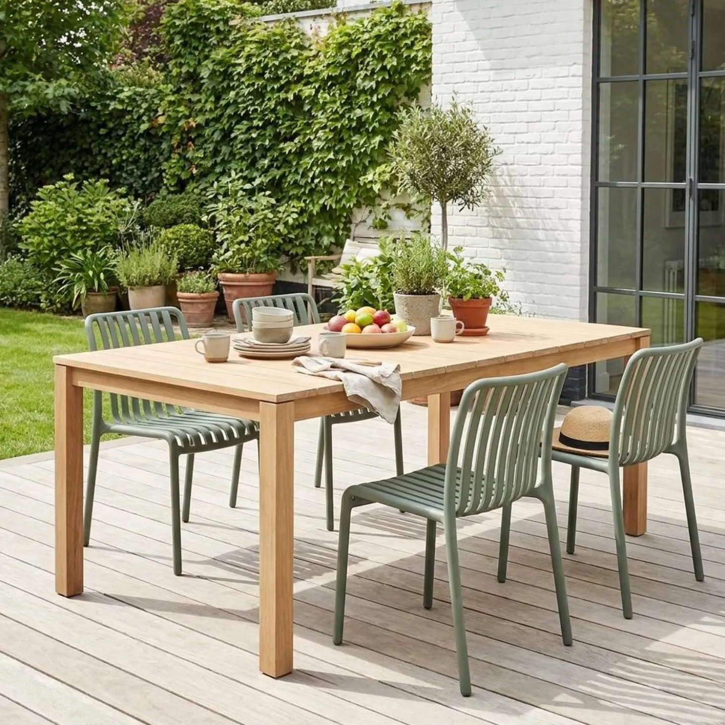 4er-Set Gartenstühle aus Kunststoff, stapelbar