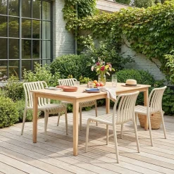 4er-Set Gartenstühle aus Kunststoff, stapelbar