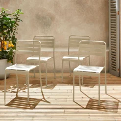4er-Set Gartenstühle aus Stahl