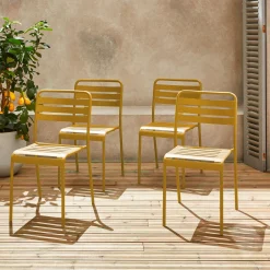 4er-Set Gartenstühle aus Stahl