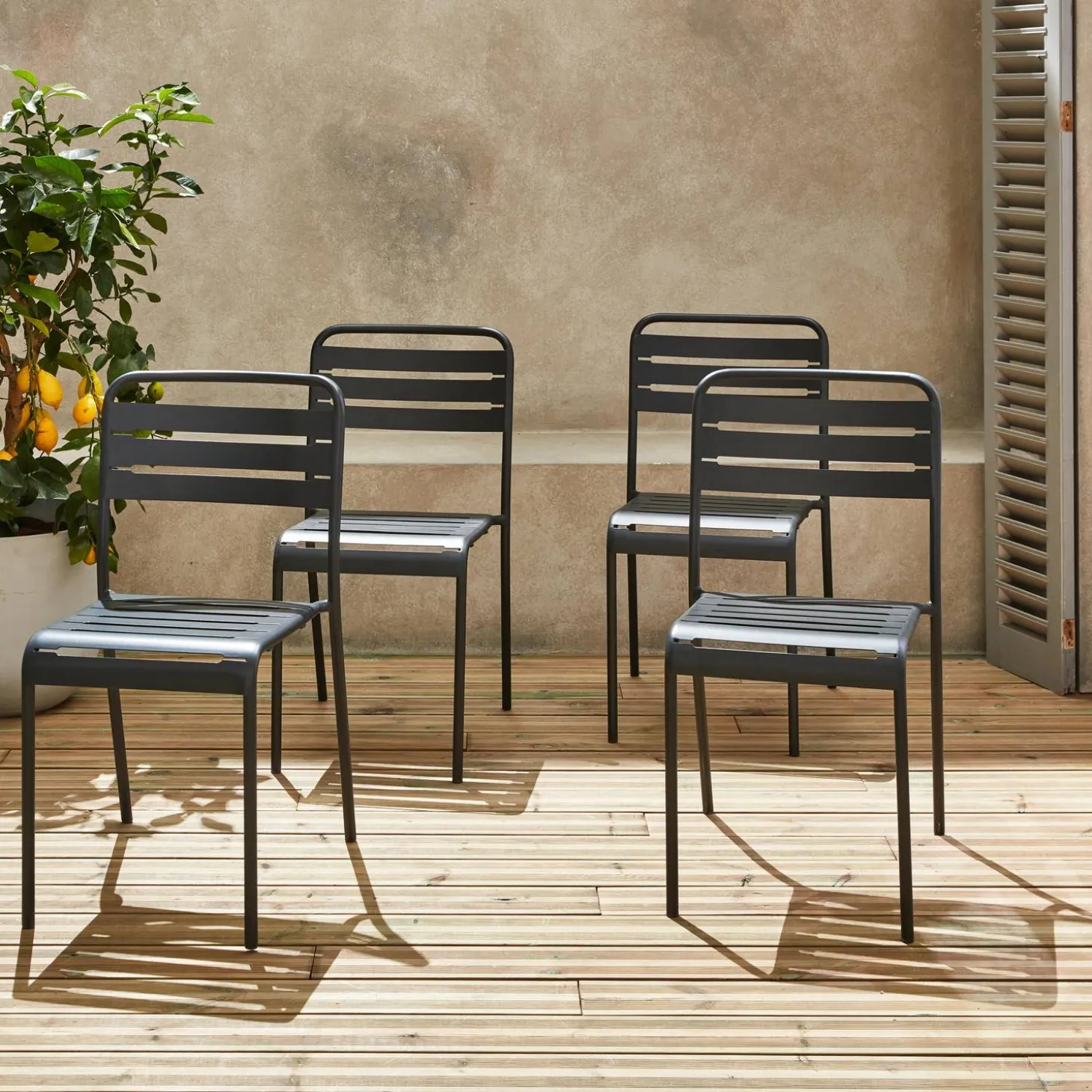 4er-Set Gartenstühle aus Stahl