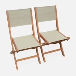 2er Set Gartenstühle Klappstühle, Holz und Textilene