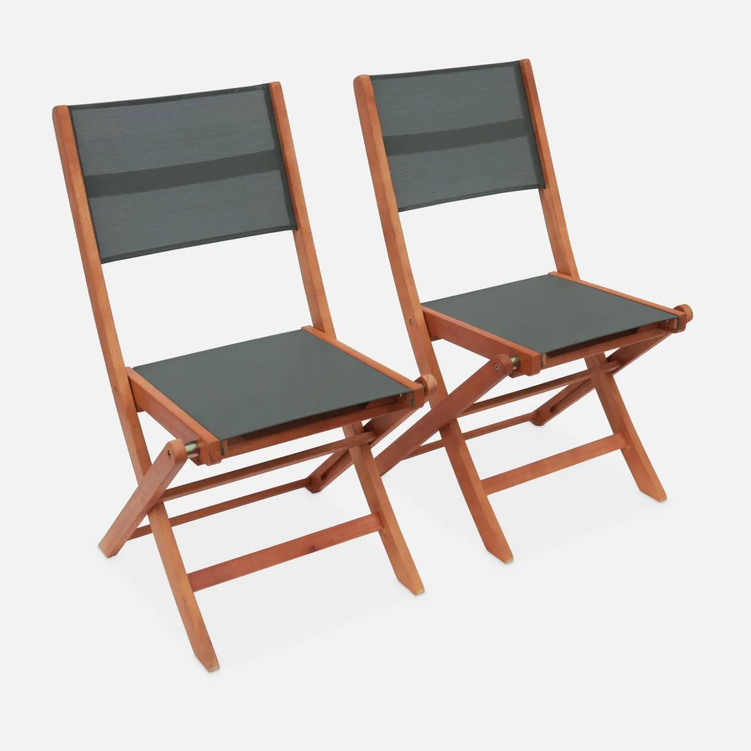 2er Set Gartenstühle Klappstühle, Holz und Textilene