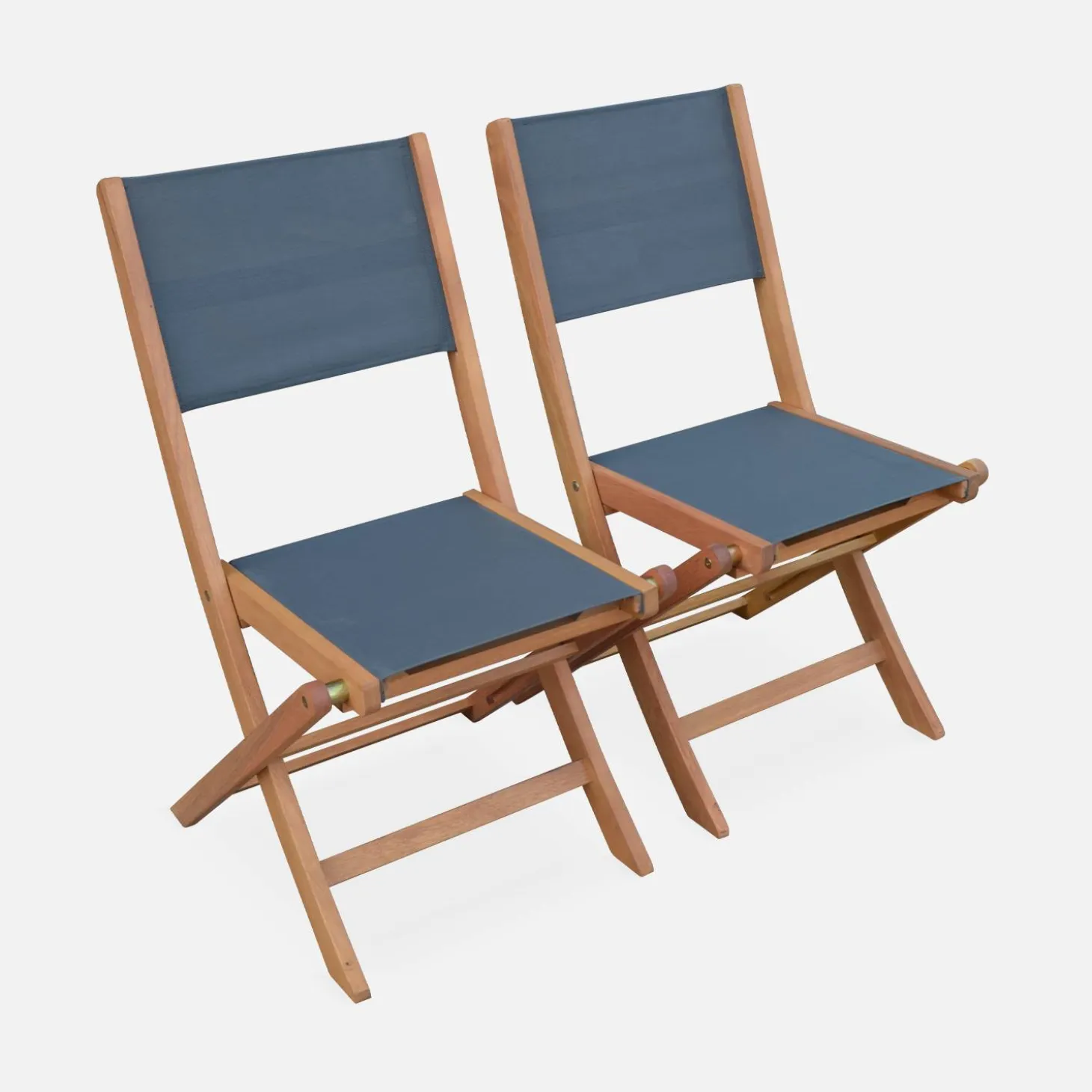 2er Set Gartenstühle Klappstühle, Holz und Textilene