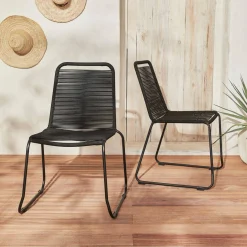 2er Set Gartenstühle mit Seilbespannung