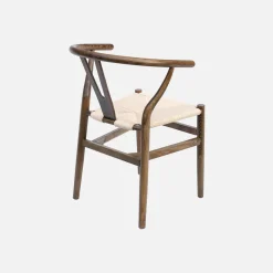 2er-Set Holzstühle mit Sitzfläche aus Seilbespannung