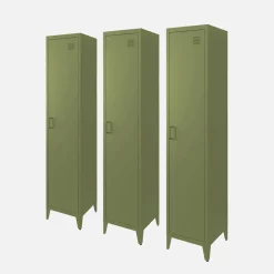 3er-Set industrielle Kleiderschränke aus Stahl mit 4 Ablageflächen