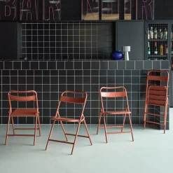 4er-Set klappbare Gartenstühle aus Stahl