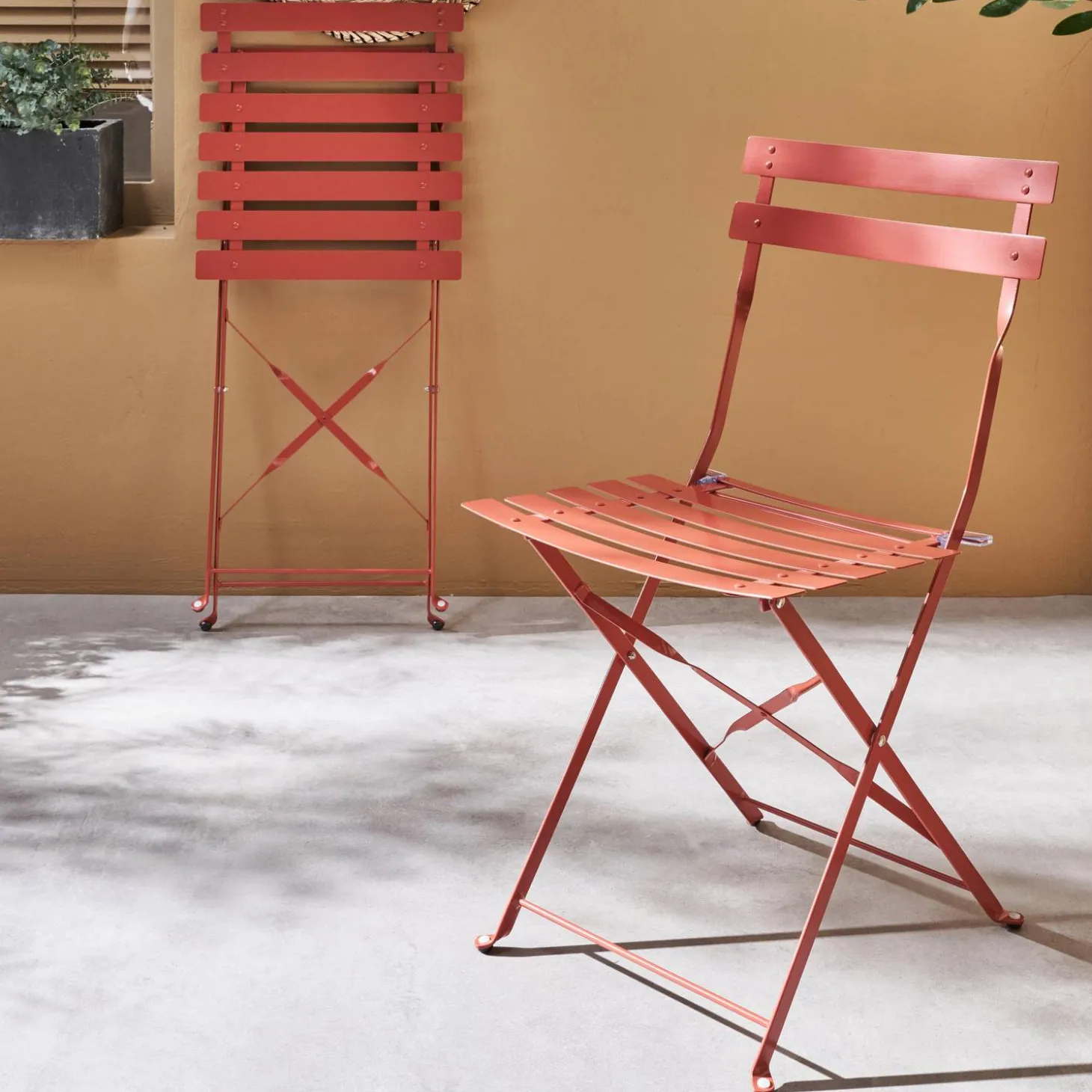 2er-Set klappbare Gartenstühle aus Stahl