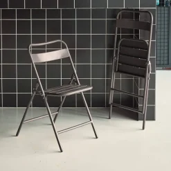 2er-Set klappbare Gartenstühle aus Stahl