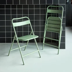 2er-Set klappbare Gartenstühle aus Stahl