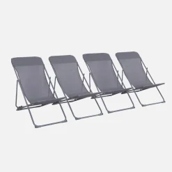 4er-Set klappbare Liegestühle für den Garten