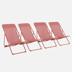 4er-Set klappbare Liegestühle für den Garten