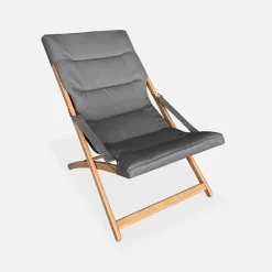 2er Set Liegestühle aus Holz, klappbar, gepolsterte Sitzfläche