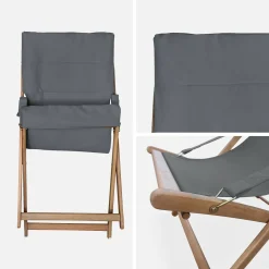 2er Set Liegestühle aus Holz, klappbar, gepolsterte Sitzfläche
