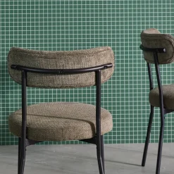 2er-Set Metallstühle mit Chenille-Bezug