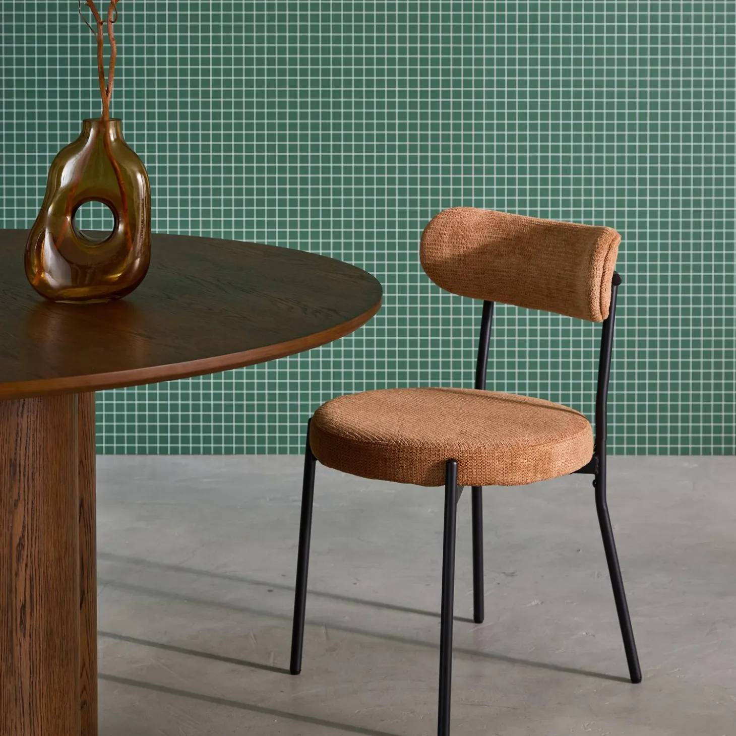 2er-Set Metallstühle mit Chenille-Bezug