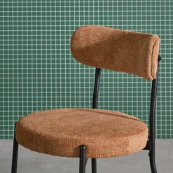 2er-Set Metallstühle mit Chenille-Bezug
