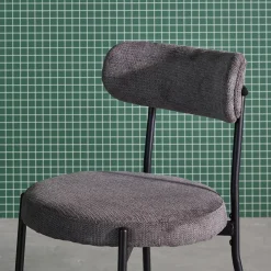2er-Set Metallstühle mit Chenille-Bezug