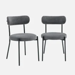 2er-Set Metallstühle mit Chenille-Bezug