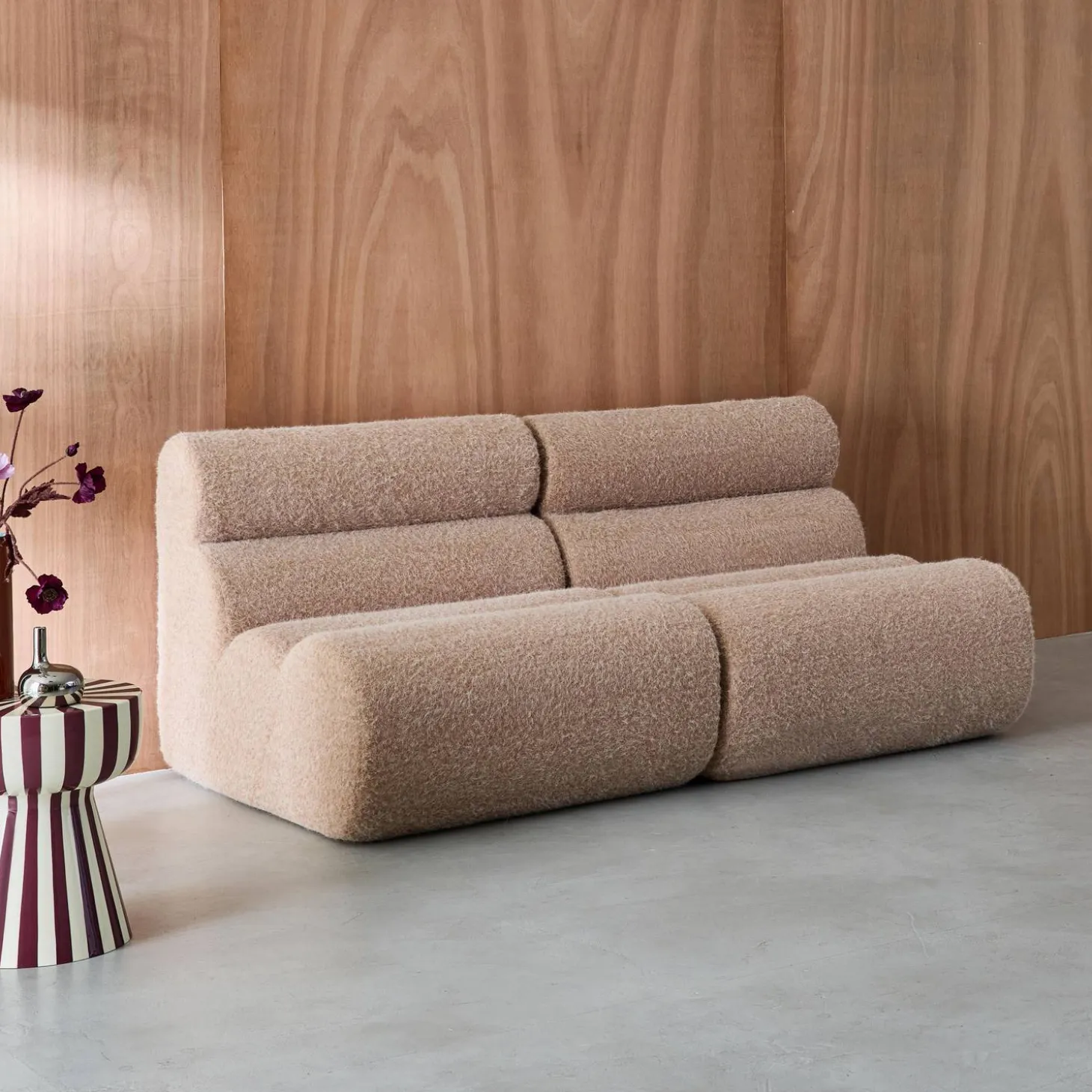 2er-Set modulare Lounge-Sessel mit Bezug im Alpaka-Look