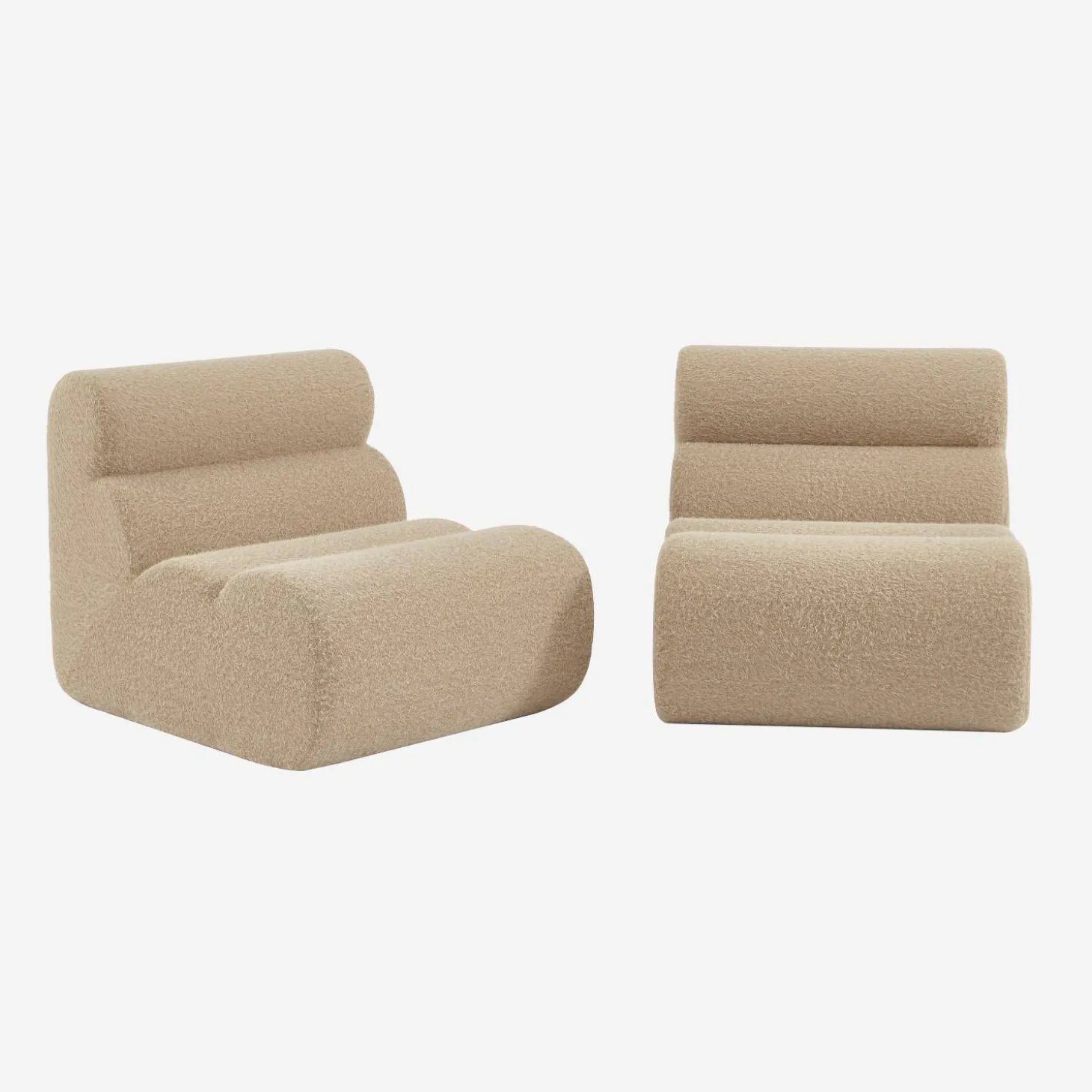 2er-Set modulare Lounge-Sessel mit Bezug im Alpaka-Look