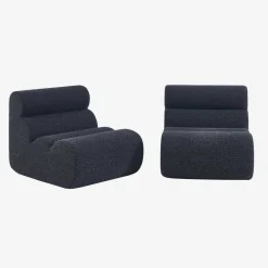 2er-Set modulare Lounge-Sessel mit Bezug im Alpaka-Look
