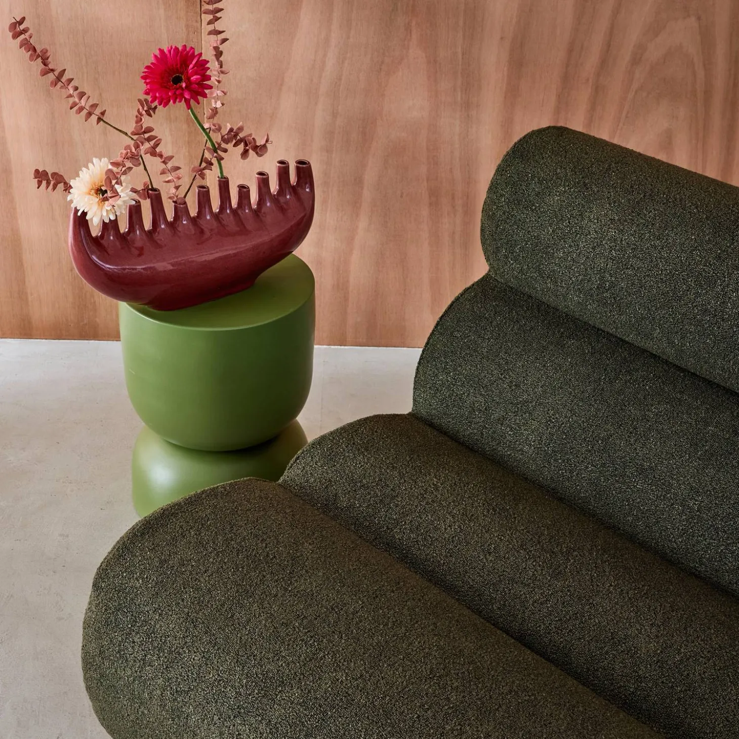 2er-Set modulare Lounge-Sessel mit strukturiertem Bouclé-Bezug
