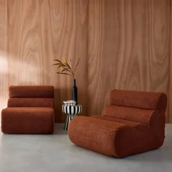 2er-Set modulare Lounge-Sessel mit strukturiertem Bouclé-Bezug