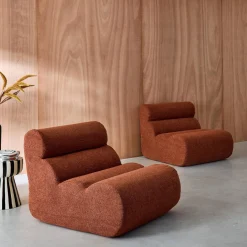 2er-Set modulare Lounge-Sessel mit strukturiertem Bouclé-Bezug