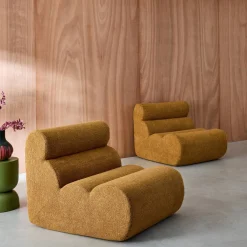 2er-Set modulare Lounge-Sessel mit strukturiertem Bouclé-Bezug