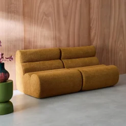 2er-Set modulare Lounge-Sessel mit strukturiertem Bouclé-Bezug