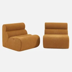 2er-Set modulare Lounge-Sessel mit strukturiertem Bouclé-Bezug
