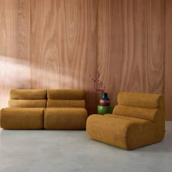 3er-Set modulare Lounge-Sessel mit strukturiertem Bouclé-Bezug