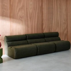 3er-Set modulare Lounge-Sessel mit strukturiertem Bouclé-Bezug